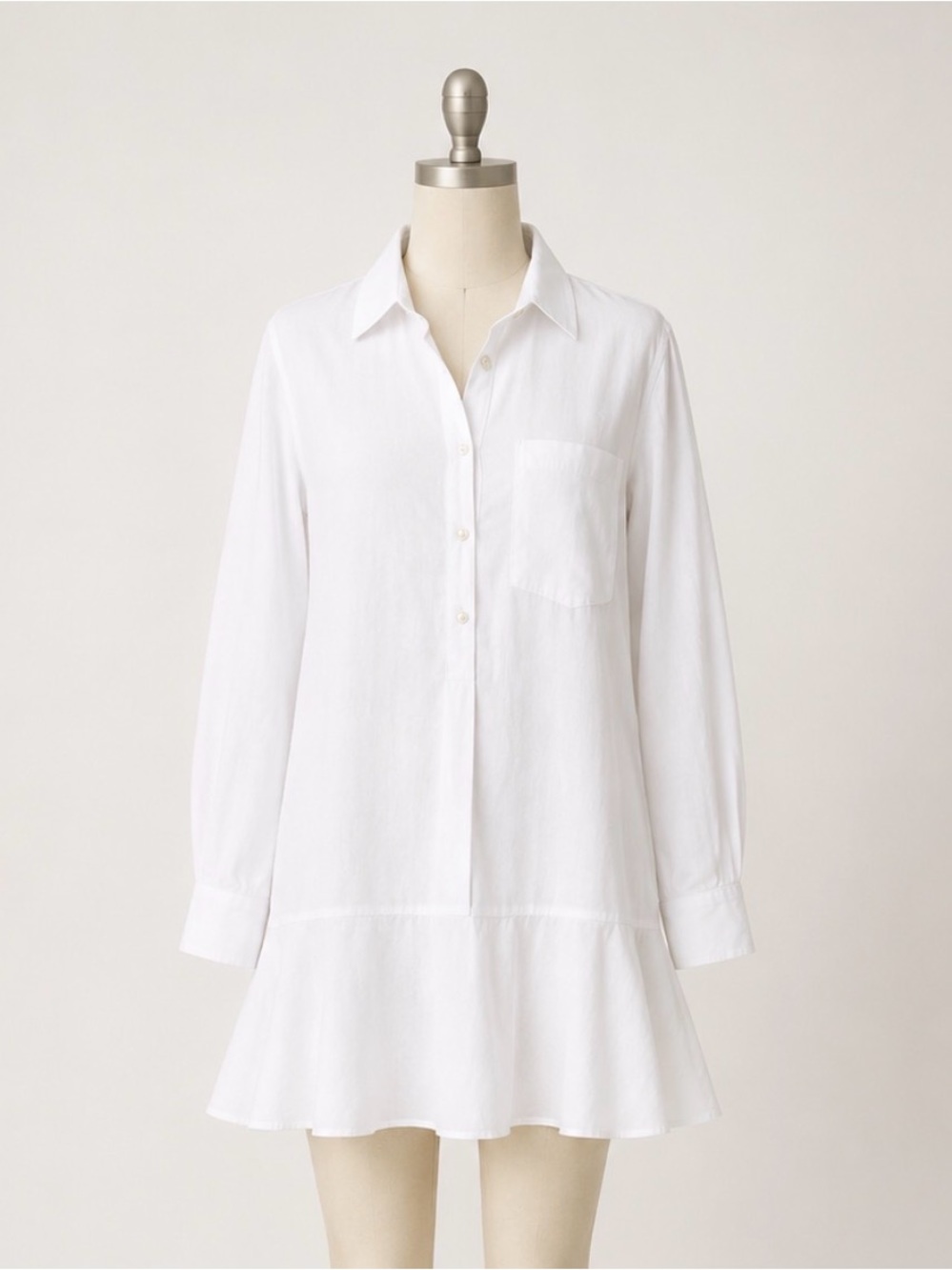 Tuckernuck White Ruffle Hem Shirt Dress Size XL Garden Cotton Poplin Spring